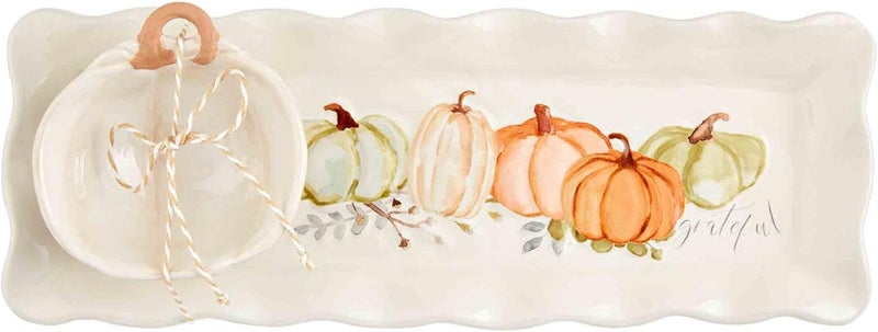 MudPie Gather Tray and Dip Set, tray 4 1/2" x 12 1/2" | cup 3 3/4" dia - Image 1